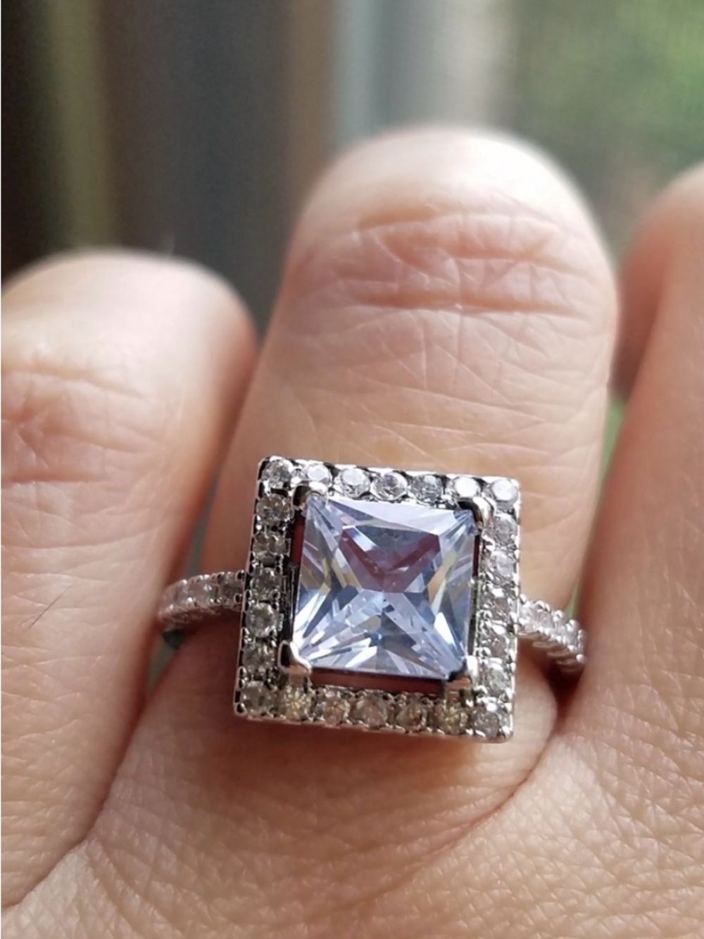 Swarovski Elements 925 Sterling Silver Princess CZ Diamond Solitaire Ring NEW